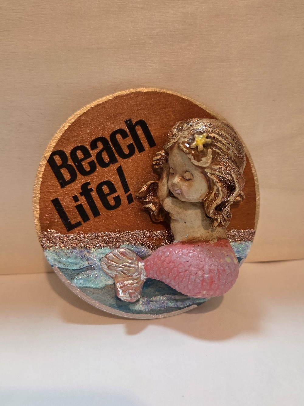 3D Handmade Beach Life Mermaid Magnet or Shelf Sitter!